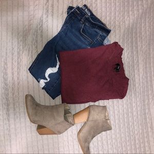 Wine Casual Knit Sweater
